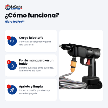HidroJet Pro™ Hidrolavadora Inalámbrica 48V con 2 Baterías