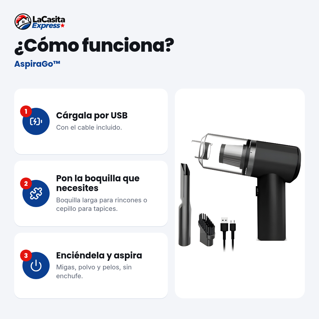 AspiraGo™ Aspiradora y Soplador Portátil 2 en 1