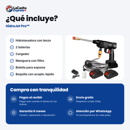 HidroJet Pro™ Hidrolavadora Inalámbrica 48V con 2 Baterías