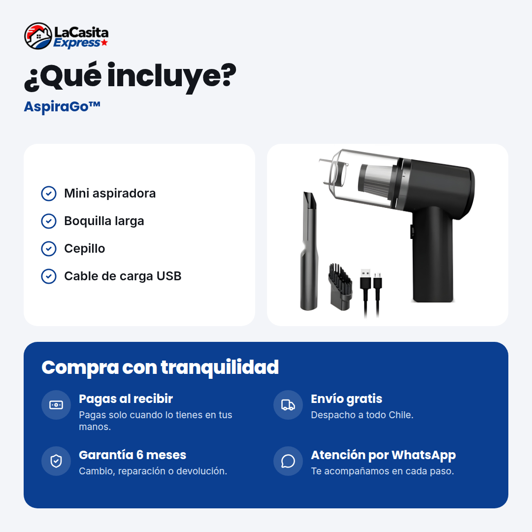 AspiraGo™ Aspiradora y Soplador Portátil 2 en 1